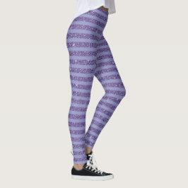 Deep Amethyst Glitter Style Horizontal Stripes  Leggings