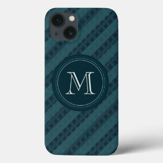 Deep Aqua Navy Blue Anpassningsbar Monogram iPhone