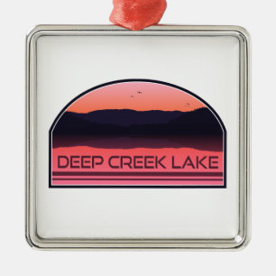 Deep Bäck Sjö Maryland Red Sunrise Julgransprydnad Metall