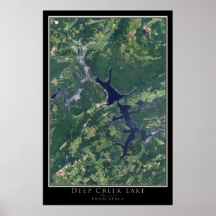 Deep Bäck Sjö Maryland Satellite Poster Karta