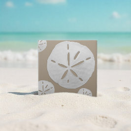Deep Beige & White Tropical Beach Sand Dollar Kakelplatta