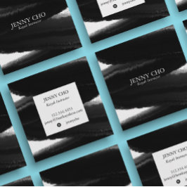 Deep Black Inky Paint Rand Bold Brushstroke Fyrkantigt Visitkort