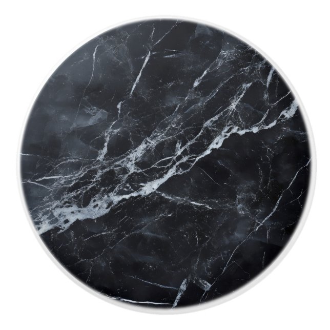 Deep Black Marble Mönster Knopp (Framsidan)