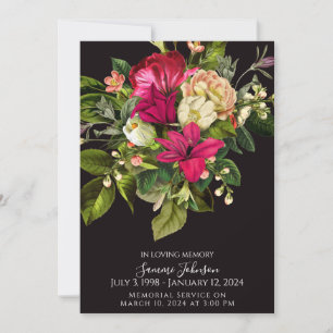 Deep Blommigt Lily Funeral Memorial Annocment Inbjudningar