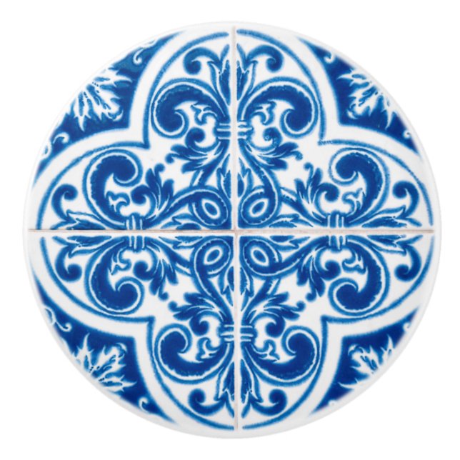 Deep Blook Retro Tile-utseendet Ceramic Knob Knopp (Framsidan)