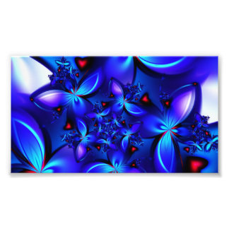 DEEP BLUE ABSTRAKT FRACTALS GEOMETRISK DIGITAL ART FOTOTRYCK