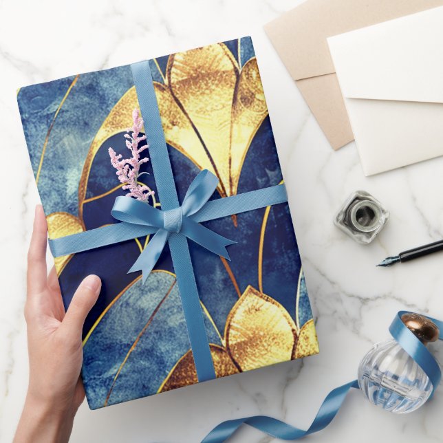 Deep Blue Art Deco Presentpapper (Gifting)