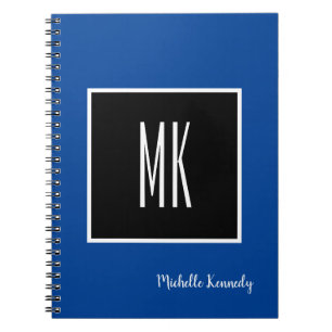 Deep Blue Black Monogrammed Professionell Anteckningsbok
