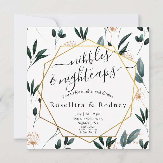 Deep Blue Blommigt Rehearsal Middag Inbjudningar (Framsida)