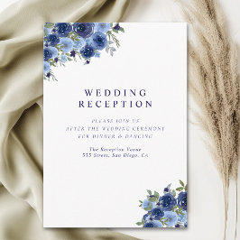 Deep Blue Boho Florals – Rustic Wedding Tilläggskort