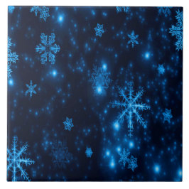 Deep Blue & Bright Snöflingor Ceramic Tile Kakelplatta