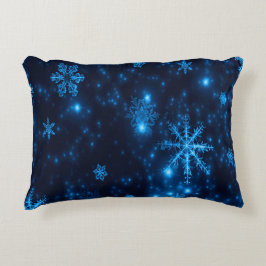 Deep Blue & Bright Snöflingor Polyester Pillow Prydnadskudde
