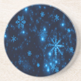 Deep Blue & Bright Snöflingor Sandstone Underlägg