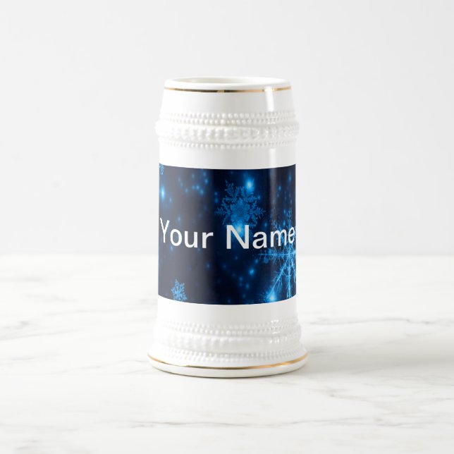 Deep Blue & Bright Snöflingor Stein Lägg till ditt Sejdel (Center)