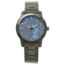 Deep Blue & Bright Snöflingor Unisex Black Watch Armbandsur