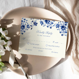 Deep Blue Chinoiserie Blommigt OSA Meal Choal Card Kort