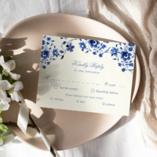 Deep Blue Chinoiserie Blommigt OSA Meal Choal Card Kort