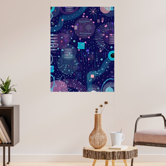 Deep Blue Dreams Abstract Art Poster (Vardagsrum 3)
