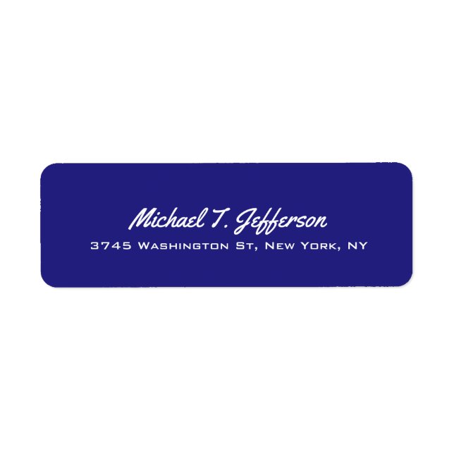 Deep Blue Elegant Professionell Modern Personal Returadress Etikett (Framsidan)