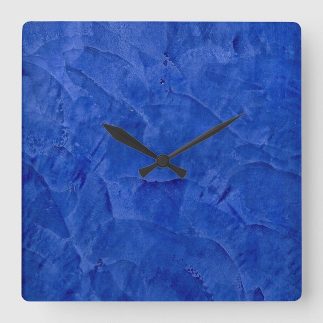 Deep Blue Faux Avslutar Square Wallwatch Fyrkantig Klocka (Framsida)