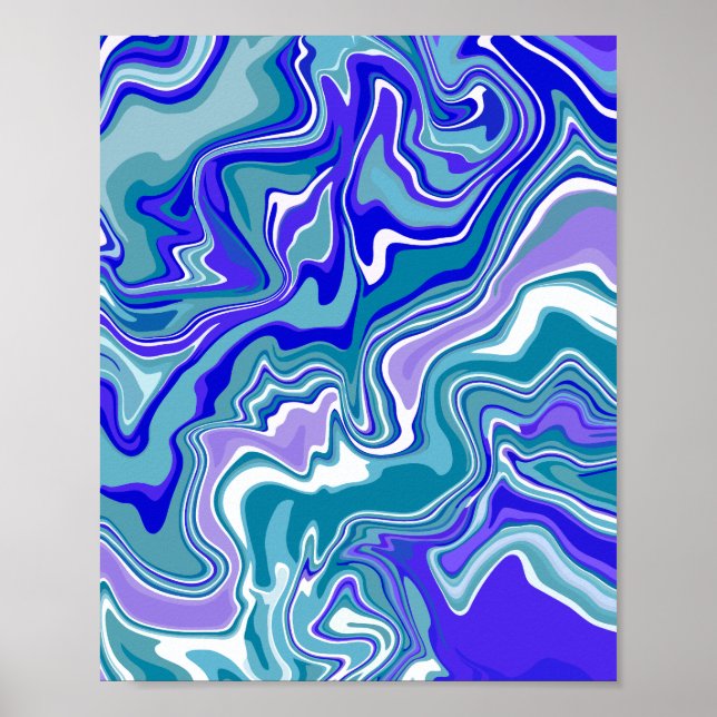 Deep Blue Fluid Abstrakt Art Poster (Framsidan)