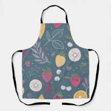 "Deep Blue Fruit Mönster Apron
