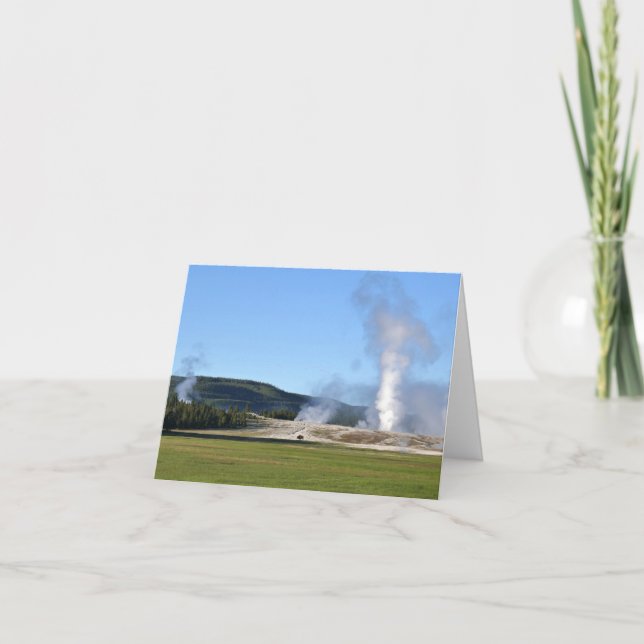 Deep Blue Geyser och bisonoxe vid Yellowstone Kort (Framsida)