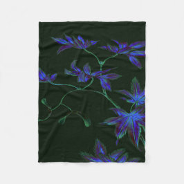 Deep Blue & Grönt Japansk Blommigt Fleece Blanket