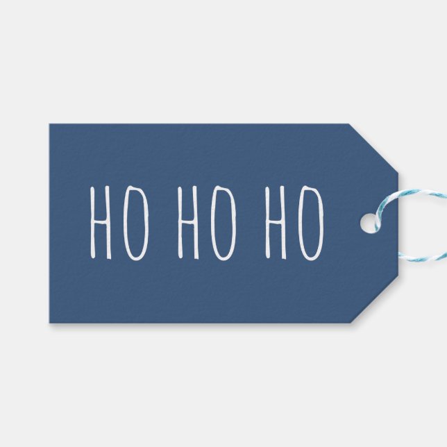 Deep Blue HO HO HO jul | Marinblå jul Santa Presentetikett (Framsidan (Horisontell))
