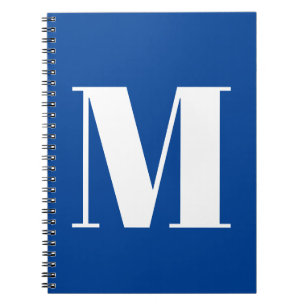 Deep Blue Initial Brev Monogram Modern Snyggt Anteckningsbok