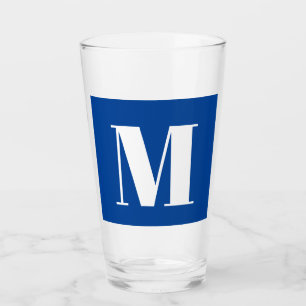 Deep Blue Initial Brev Monogram Modern Snyggt Glaskopp