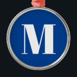 Deep Blue Initial Brev Monogram Modern Snyggt Julgransprydnad Metall<br><div class="desc">Vill du äga en produkt med initialer i ditt namn? Det är mycket enkelt,  estetiskt och attraktivt.</div>