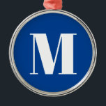 Deep Blue Initial Brev Monogram Modern Snyggt Julgransprydnad Metall<br><div class="desc">Vill du äga en produkt med initialer i ditt namn? Det är mycket enkelt,  estetiskt och attraktivt.</div>