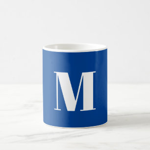 Deep Blue Initial Brev Monogram Modern Snyggt Kaffemugg