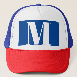 Deep Blue Initial Brev Monogram Modern Snyggt Keps