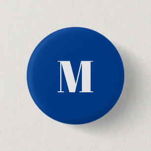 Deep Blue Initial Brev Monogram Modern Snyggt Knapp