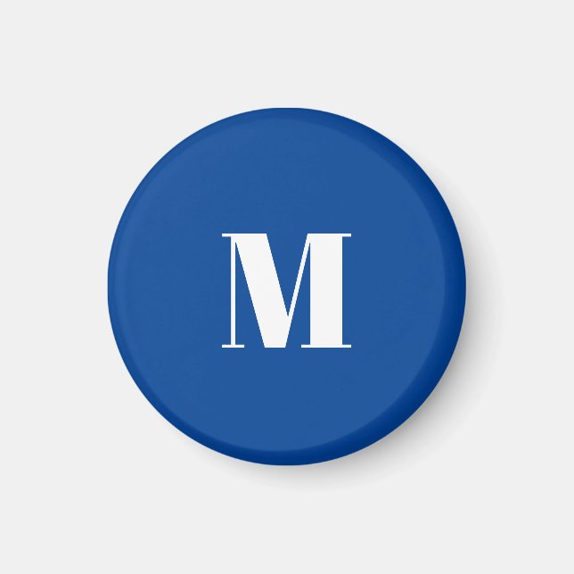 Deep Blue Initial Brev Monogram Modern Snyggt Magnet (Framsidan)