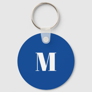 Deep Blue Initial Brev Monogram Modern Snyggt Nyckelring
