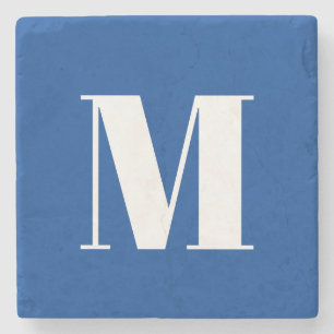Deep Blue Initial Brev Monogram Modern Snyggt Stenunderlägg
