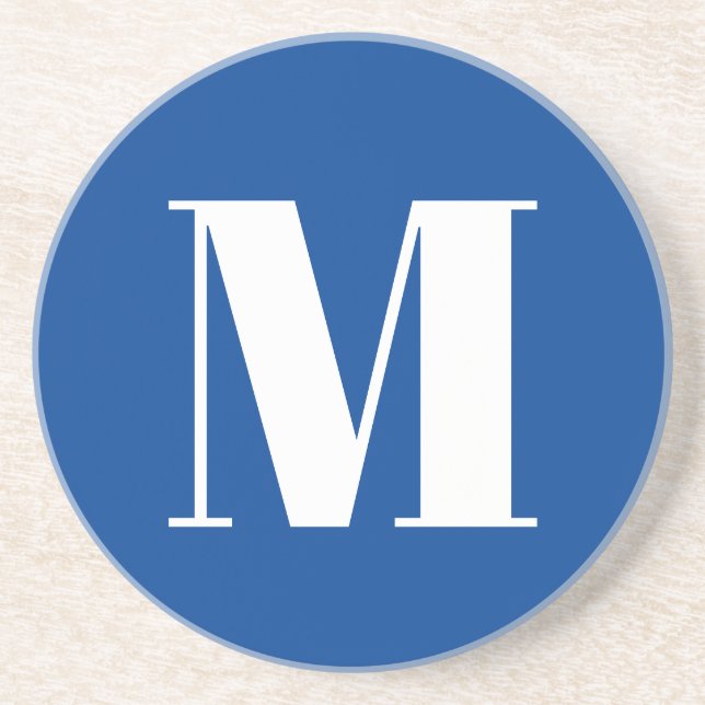 Deep Blue Initial Brev Monogram Modern Snyggt Underlägg (Framsidan)