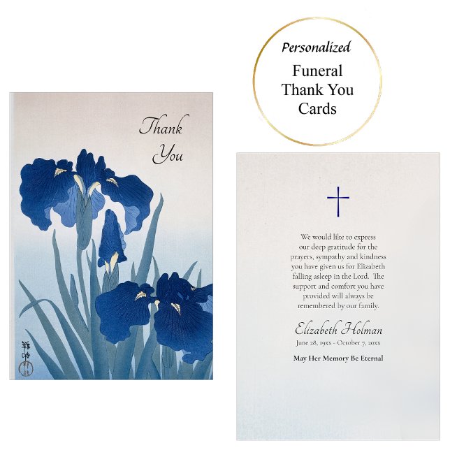 Deep Blue Irises Orthodox Christian Memorial Tack Kort (Skapare uppladdad)