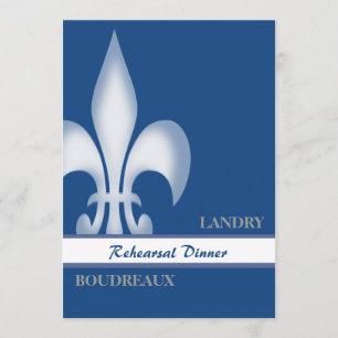 Deep Blue Large Fleur de Lis Rehearsal Middag Inbjudningar