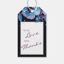 Deep Blue Lila Moody Twilight Blommigt Bröllop Presentetikett