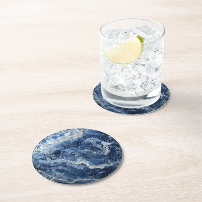 Deep Blue Marble Mönster Underlägg Papper Rund (Insitu)