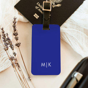 Deep Blue Modern Monogram Bagagebricka