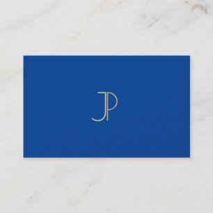Deep Blue Modern Monogram Elegant Professionell Visitkort