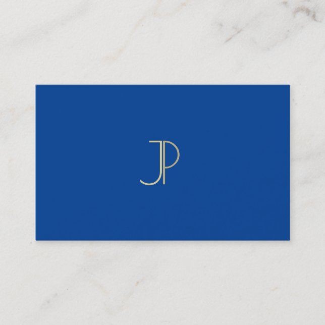 Deep Blue Modern Monogram Elegant Professionell Visitkort (Framsida)