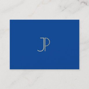 Deep Blue Modern Monogram Elegant Template Luxe Visitkort