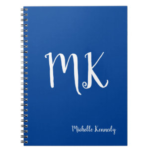 Deep Blue Monogrammed Professionell Personlig Anteckningsbok