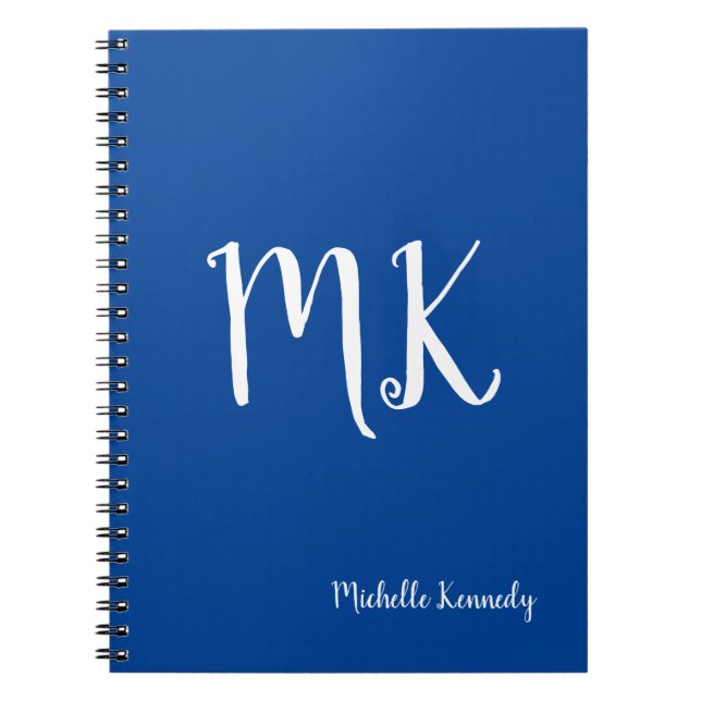 Deep Blue Monogrammed Professionell Personlig Anteckningsbok (Framsidan)